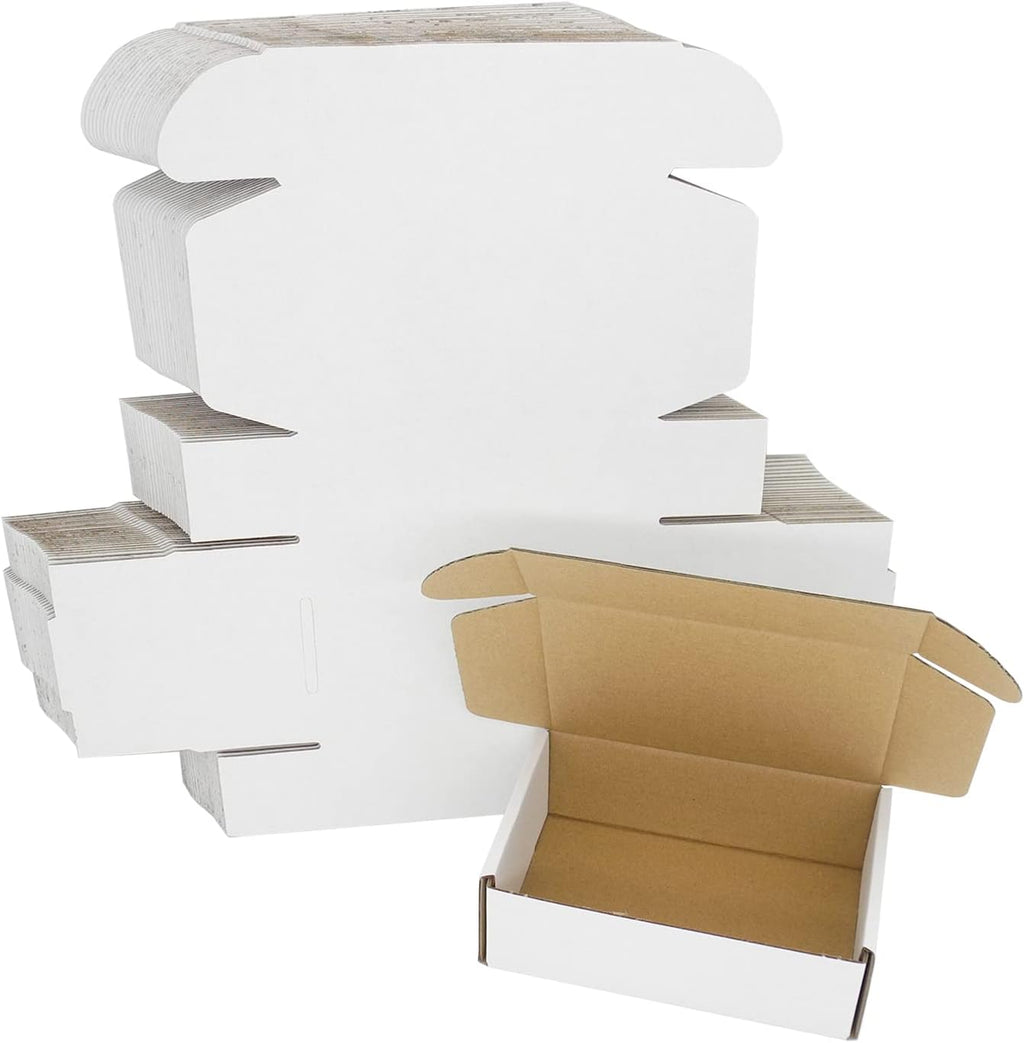6x4x2 Shipping Boxes, Corrugated Mailer Small Mailing Box White Cardboard Box for Small Business Flat Cheap Packaging