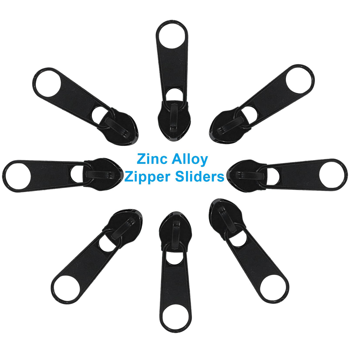 100 Pack #5 Zipper Sliders Replacement, Black