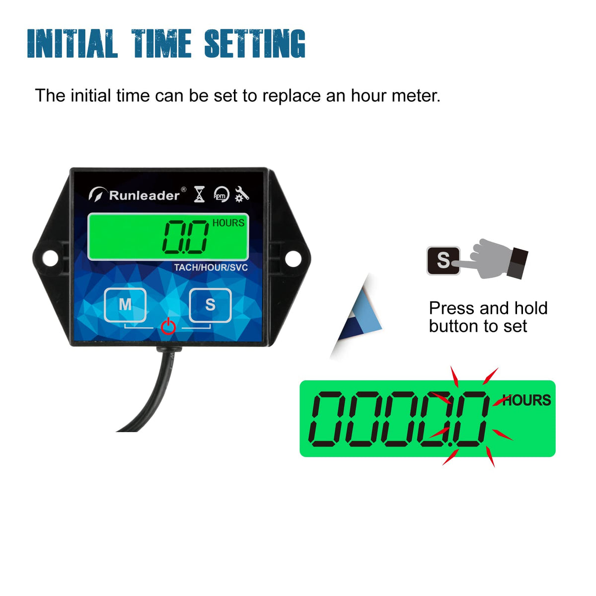 2 Pieces Runleader Backlight Hour/Tach Meter, Maintenance Reminder