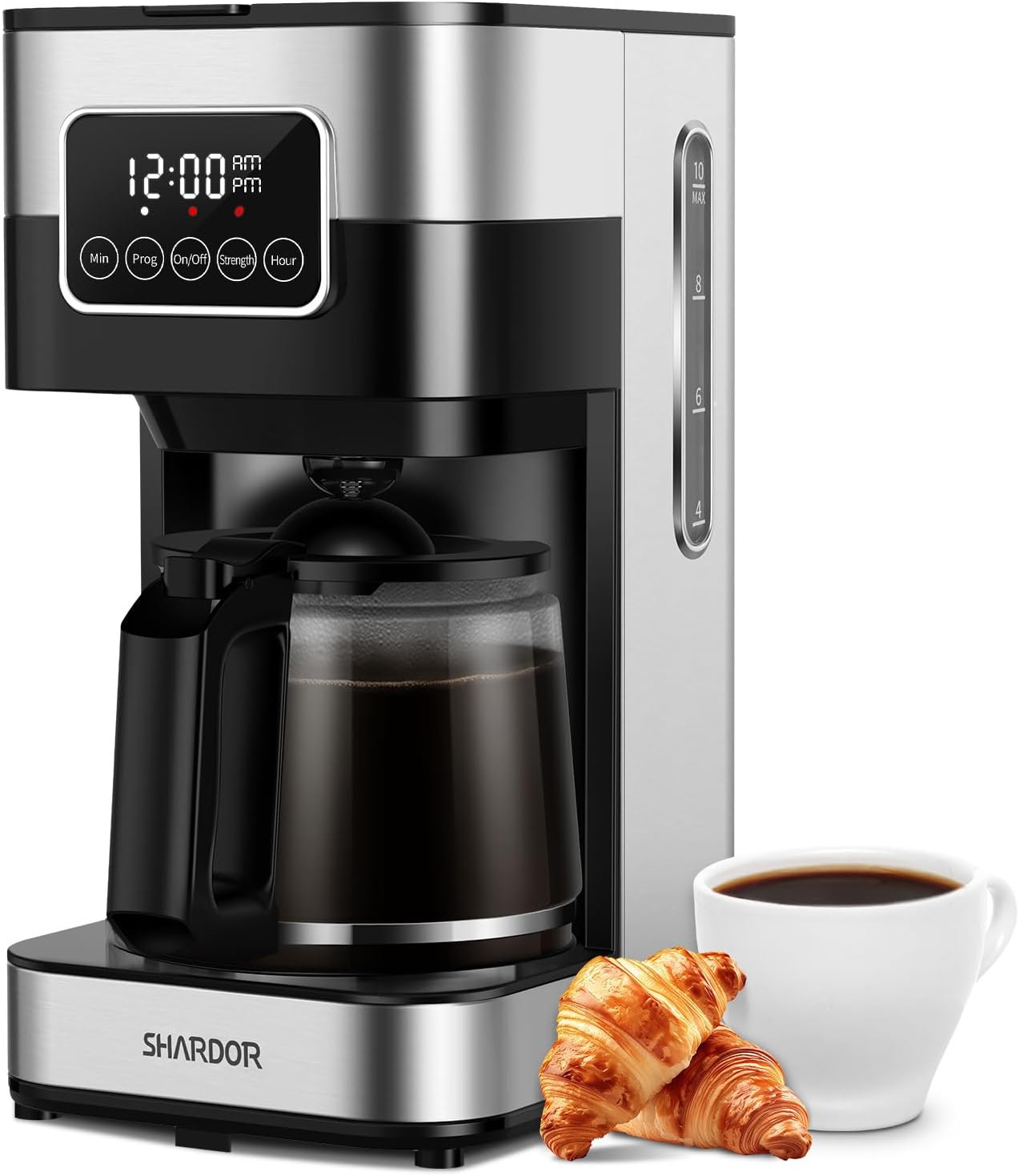 10-Cup Programmable Coffee Maker, Regular & Strong Brew Drip Coffee Machine for Home and Office, Auto Shut Off