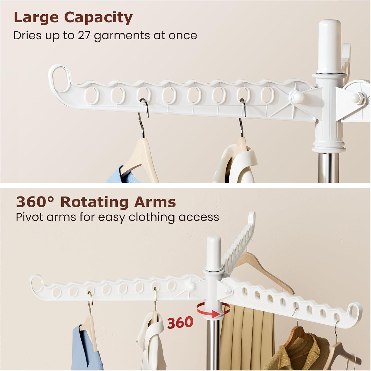 Foldable Clothes Drying Rack, Rotatable Free Standing drying rack , 1 Layer | 360°rotatable foldable clothes drying