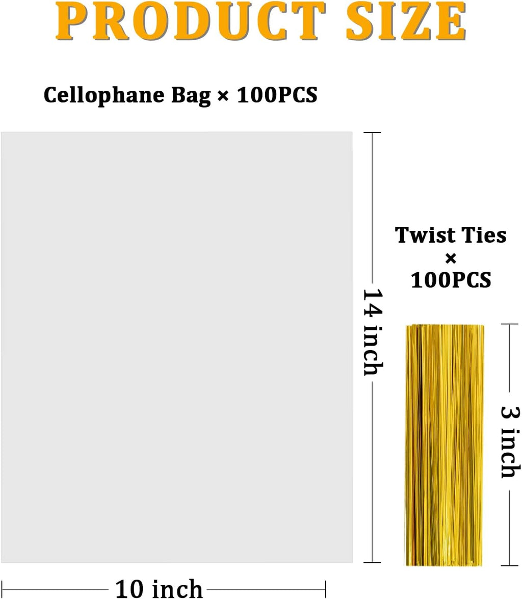Clear Cellophane Bags,100 Packs 10x14 Inch Gift Wrap