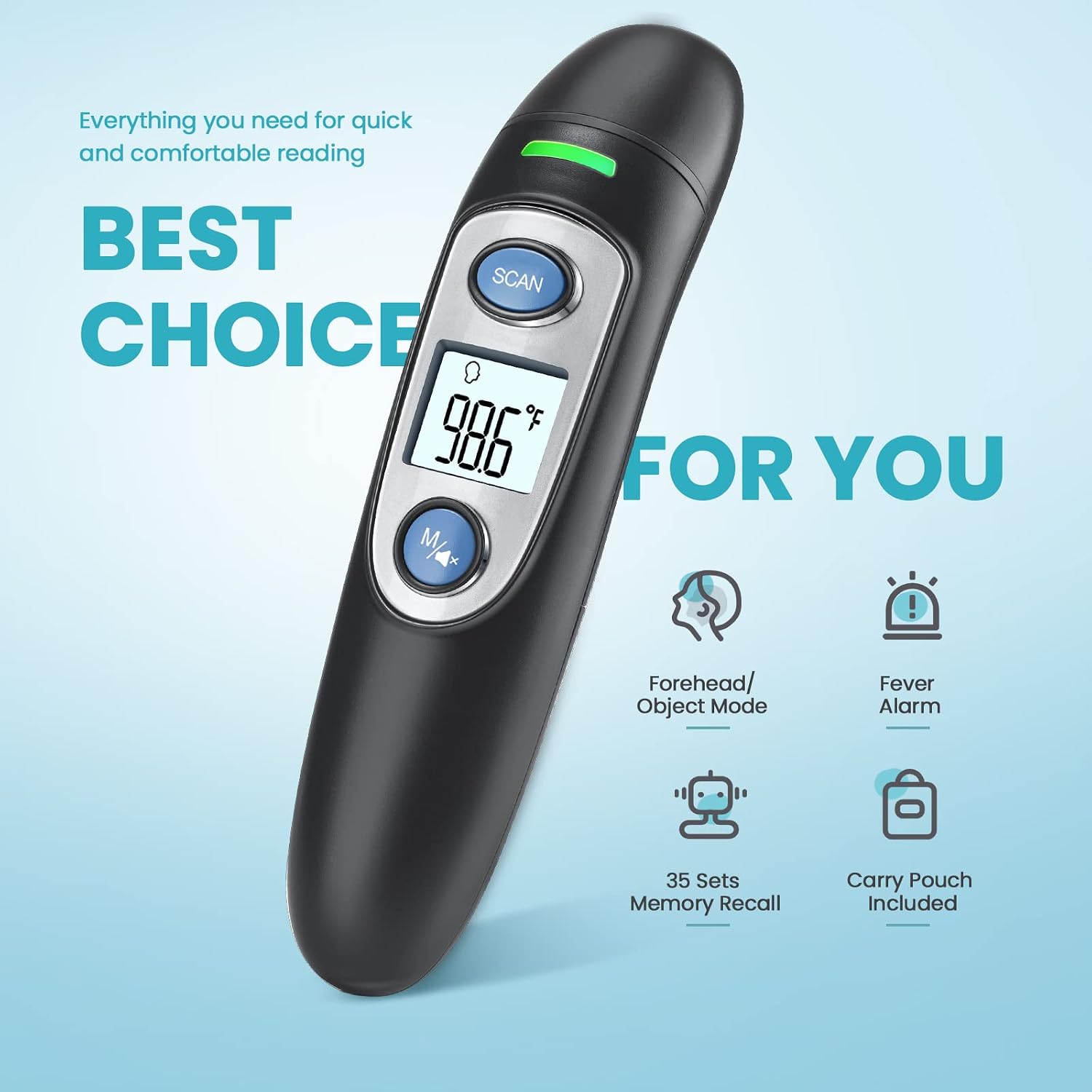 Infrared Thermometer for Adults,Forehead and Ear Thermometer for Fever, Babies, Children, Adults, Indoor and Outdoor