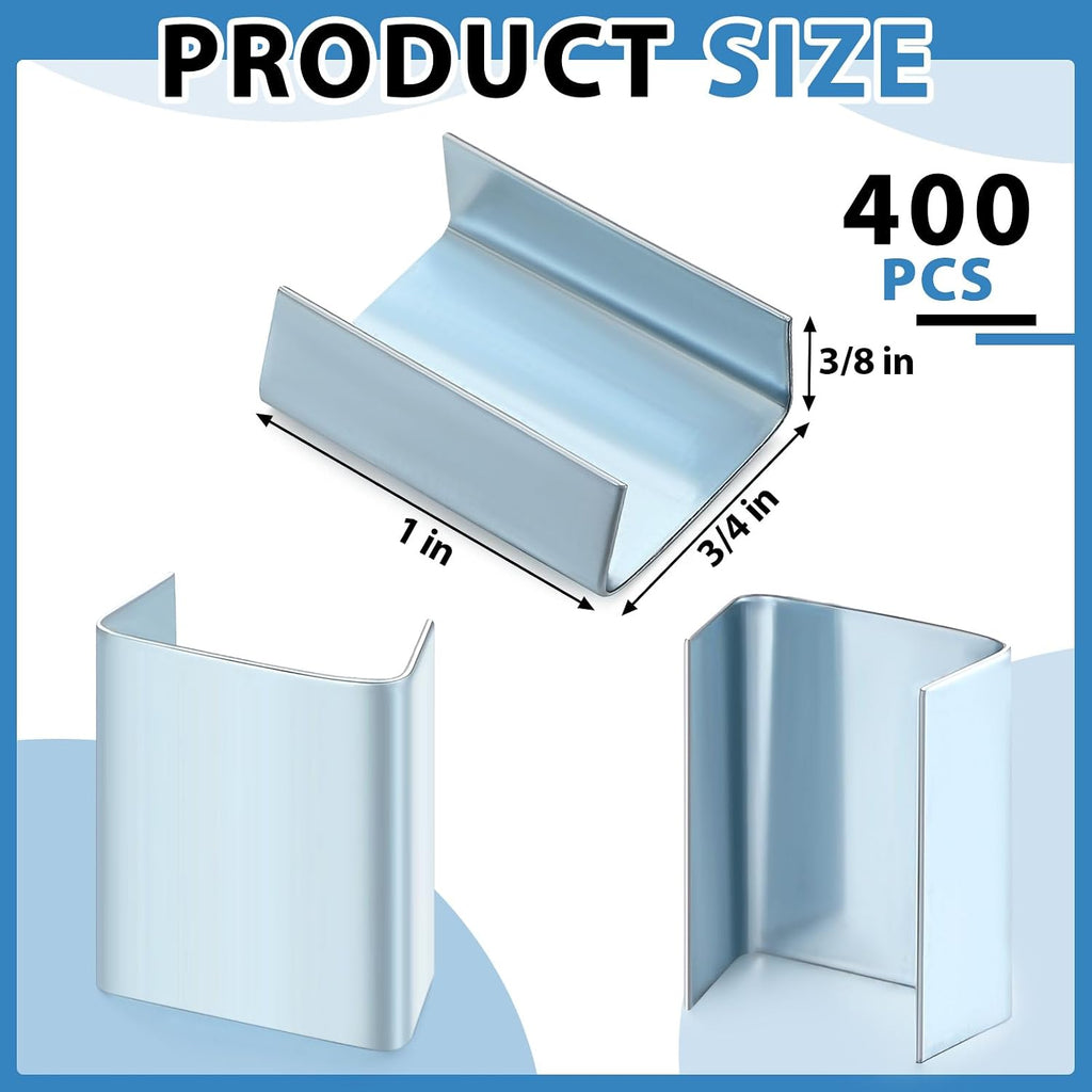 400 Pack Open Seals for 3/4" Strap Width Steel Strapping Snap-in Clip