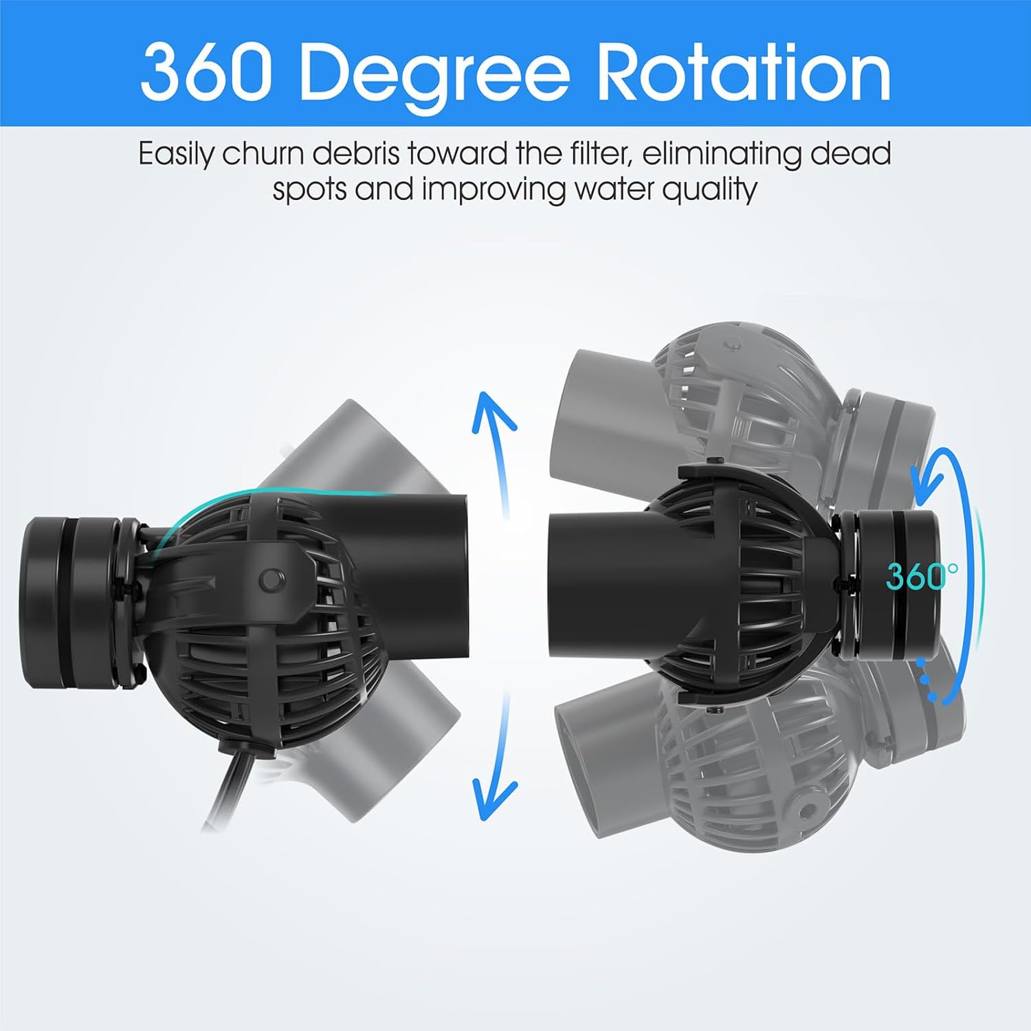 Aquarium Wave Maker Circulation Pump, 1320 GPH Ultra-silence Fish Tank Powerhead with Strong Magnet Suction Base for