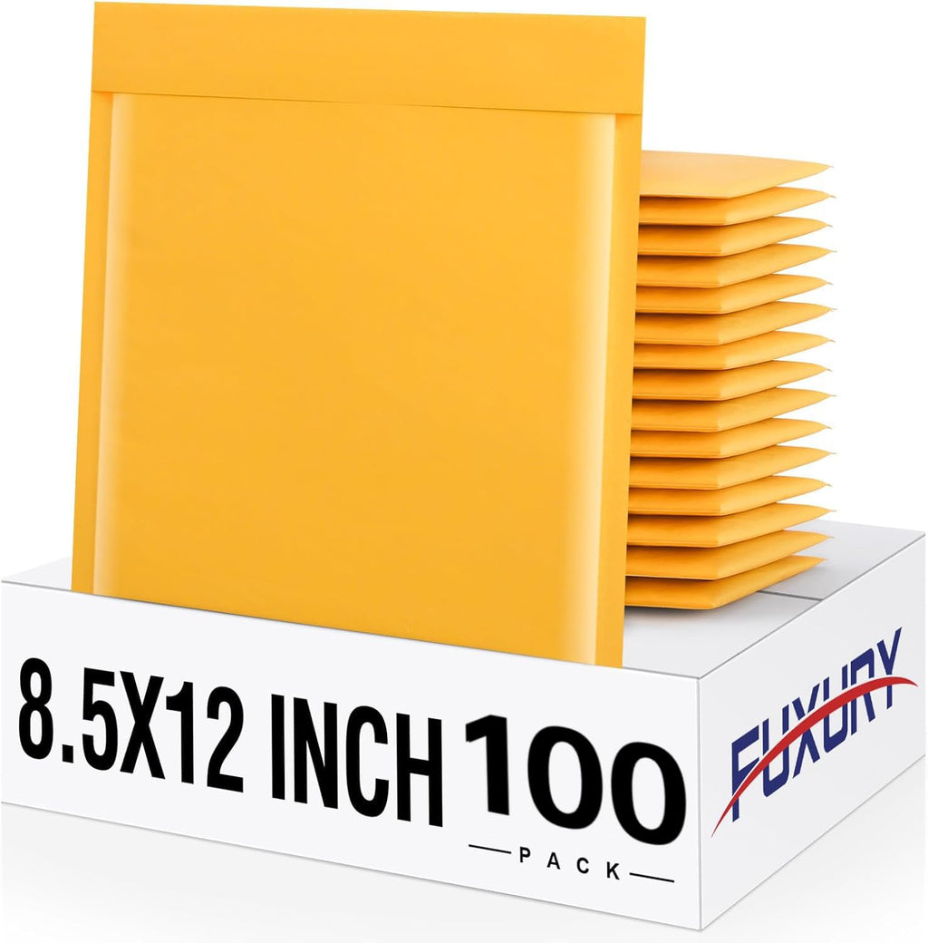 Kraft Bubble Mailers 8.5x12" 100 Pack Self Seal Padded Envelopes