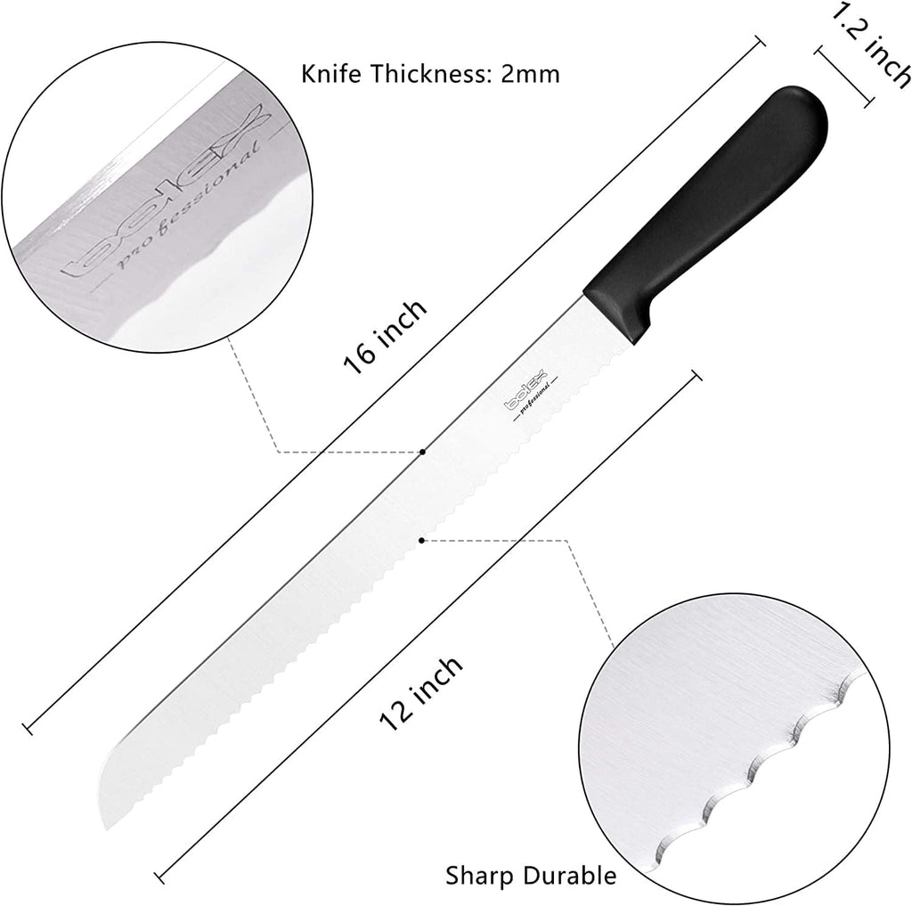 Serrated Bread Knife for Homemade Bread, 12 Inch Stainless Steel