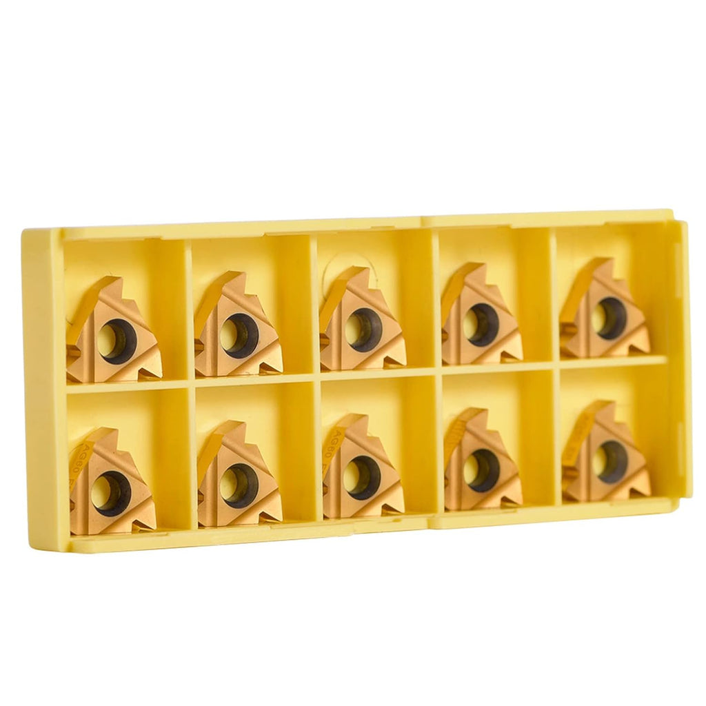 10pcs 3/8'' 16ER AG60 Carbide Turning Inserts Cutters Lathe Milling Tool External Threading with Case for Indexable Lathe Toolholder