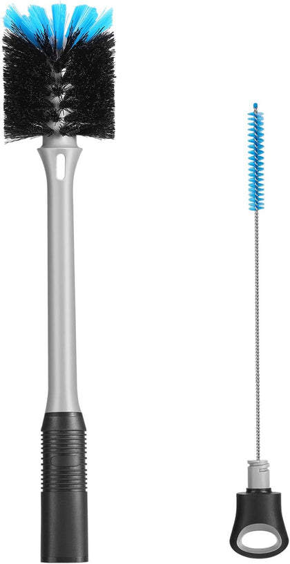 2-in-1 Bottle Brush and Straw Cleaner Brush, Black, 1 Pack | Long Handle Water Bottle Scrubbing Brush for Water