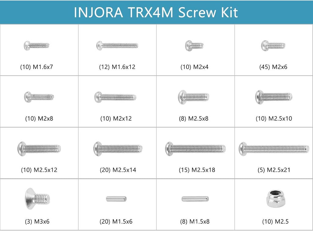 Screws Pins Nuts M1.6 M2 M2.5 Grade 12.9 Stainless Steel Hex Screws Hardware Kit for TRX4M 1/18 RC Crawler Car