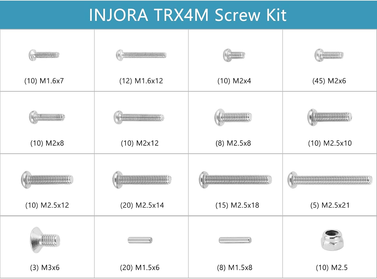Screws Pins Nuts M1.6 M2 M2.5 Grade 12.9 Stainless Steel Hex Screws Hardware Kit for TRX4M 1/18 RC Crawler Car