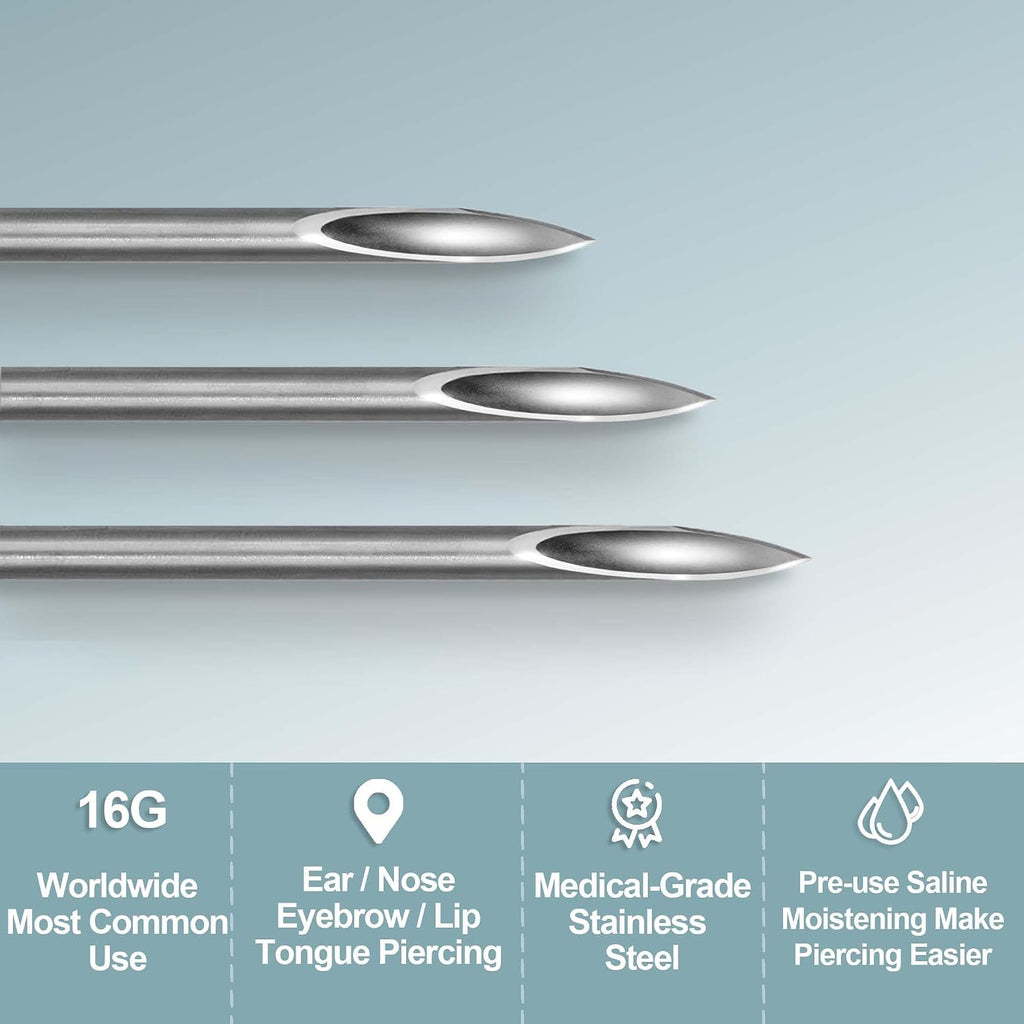 Professional Sterile Body Piercing Kit - Disposable Sterilized Piercing Set for Ear, Nose, Navel Piercing