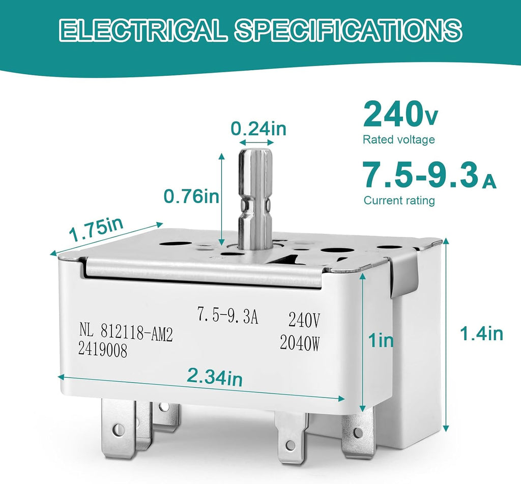 WB24T10027 Infinite Control Switch for GE 8" Electric Stove Burner