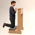 Prayer Kneeler Bench 20x16.5x33In Solid Wood Prayer Table Prayer Bench Stool with Shelf and Cushion Pad Church Pulpit