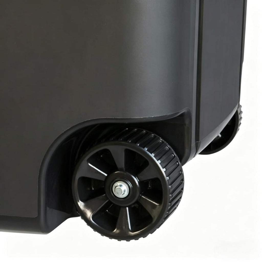 45 Gallon Heavy Duty Wheeled Outdoor Trash Can, Rubbish Bin with Attached Lid, with Easy-Grip Handle, Garbage Can for