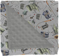 Retro Gray Fishing Gear Baby Blankets for Girl Boy Trout Fishes Soft Mink Dotted Backing Double Layer Swaddle