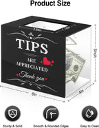 Acrylic Tip Jar, Wall-Mounted, 6 x 4 x 5 Inch, Black & Clear
