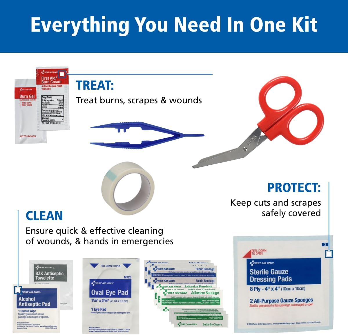 298 Piece All-Purpose Emergency First Aid Kit for Home, Office, Car, Apartment, Dorm, and Camping, Travel-Friendly