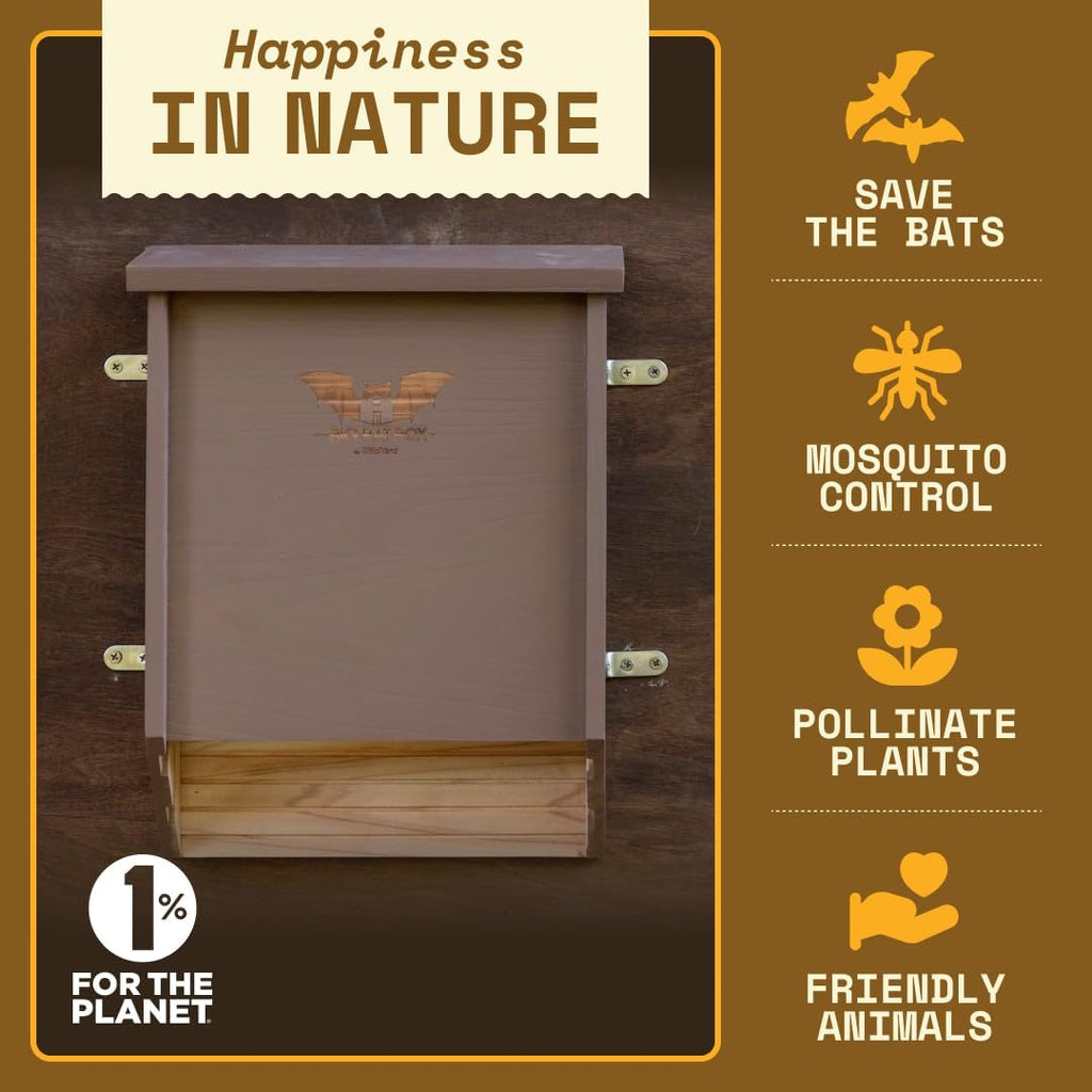 BIGBATBOX Bat House for Outdoors - Large 2 Chamber, Brown Cedar, Holds 75