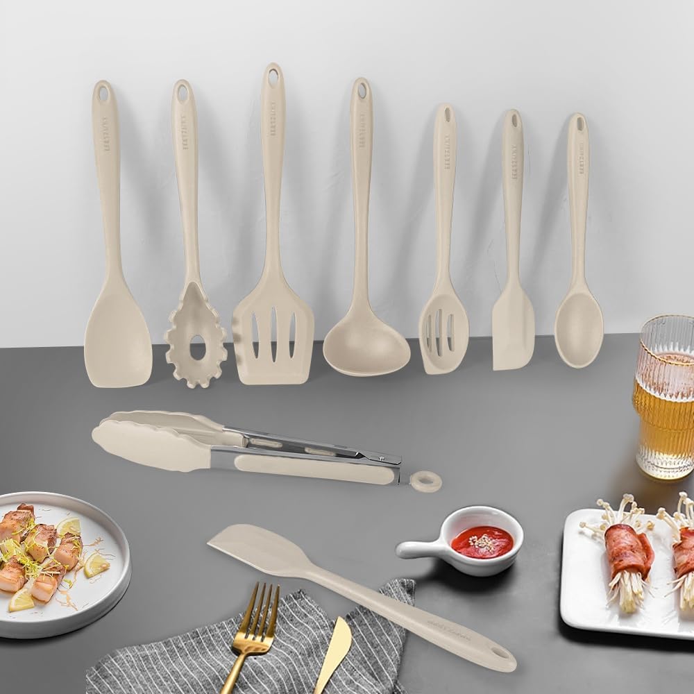 Kitchen Utensil Set - 11 Cooking Utensils - Colorful Silicone Kitchen Utensils - Nonstick Cookware with Spatula Set