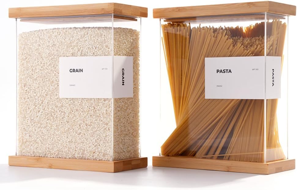 Bamboo Food Dispenser | Kitchen Organizers and Storage | Airtight Pantry Organizers and Storage Container | Cereal