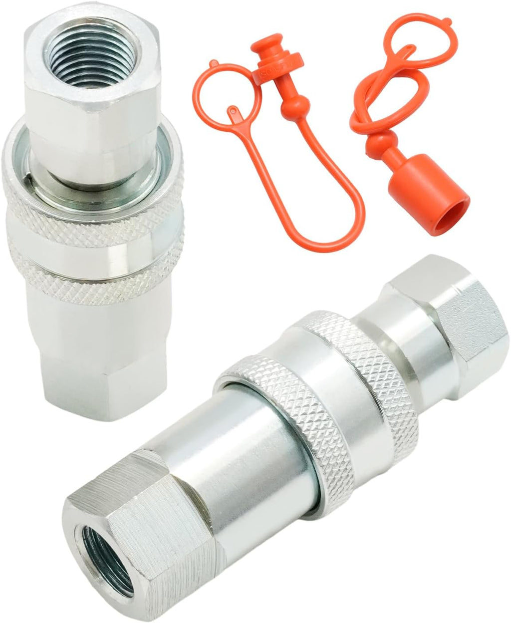 2Pcs 1/4" Hydraulic Quick Connect Coupler, ISO 5675 Hydraulic Quick Coupler, Quick Connect Coupling with Dust Caps