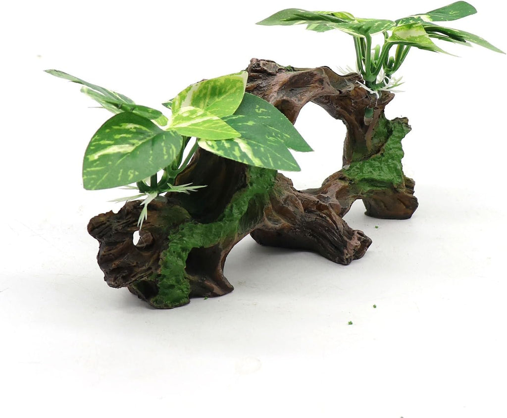 Fish Tank Decorations Artifical Driftwood Cave Aquarium Decor Ornaments Silk Aquarium Plants for Betta Fish Tank