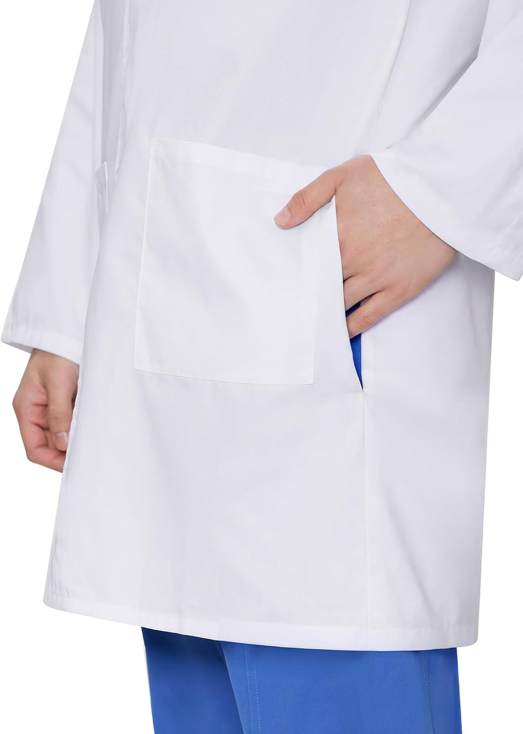 White Lab Coat for Men, Long Sleeve Doctor Coat with 3 Pockets