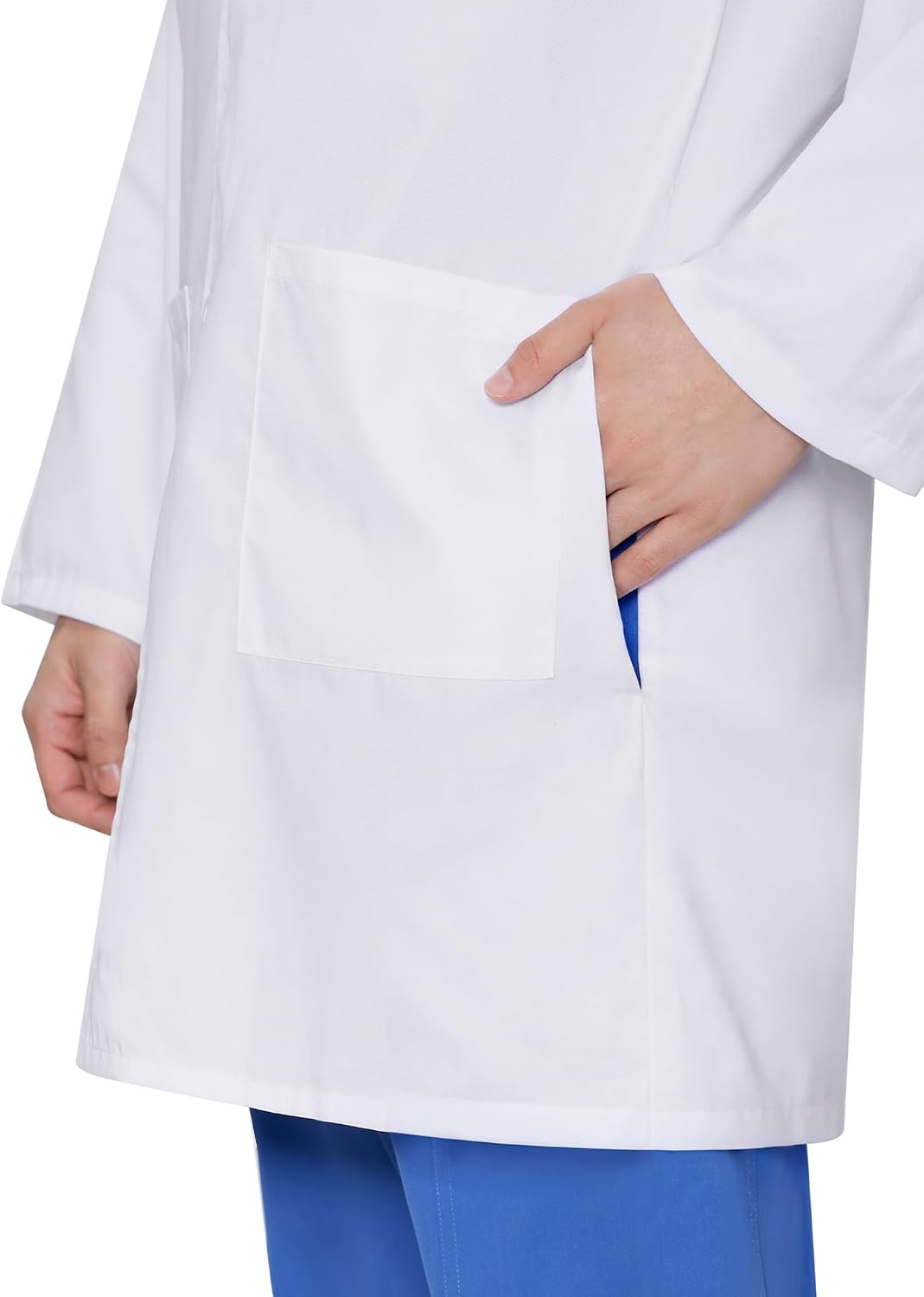 White Lab Coat for Men, Long Sleeve Doctor Coat with 3 Pockets