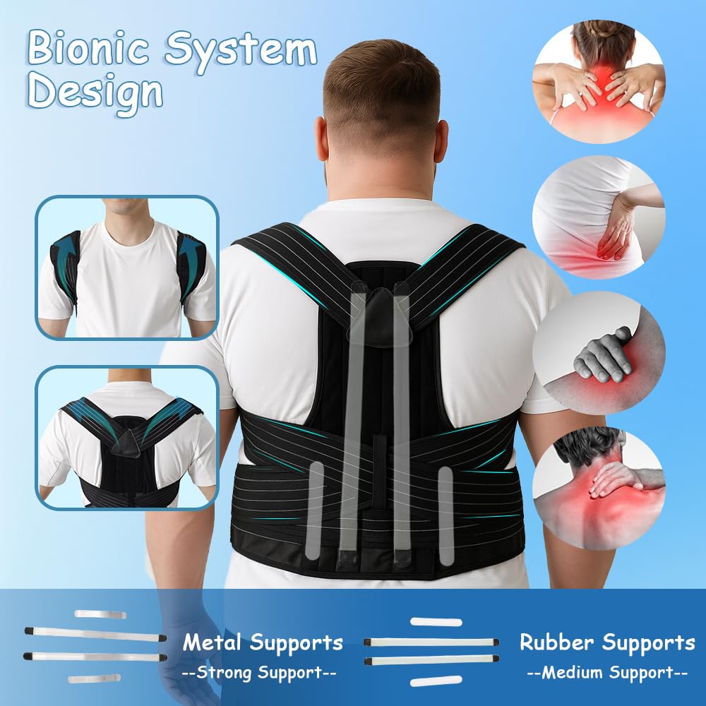 Plus Size Posture Corrector for Women & Men, Adjustable Back Brace, 3XL