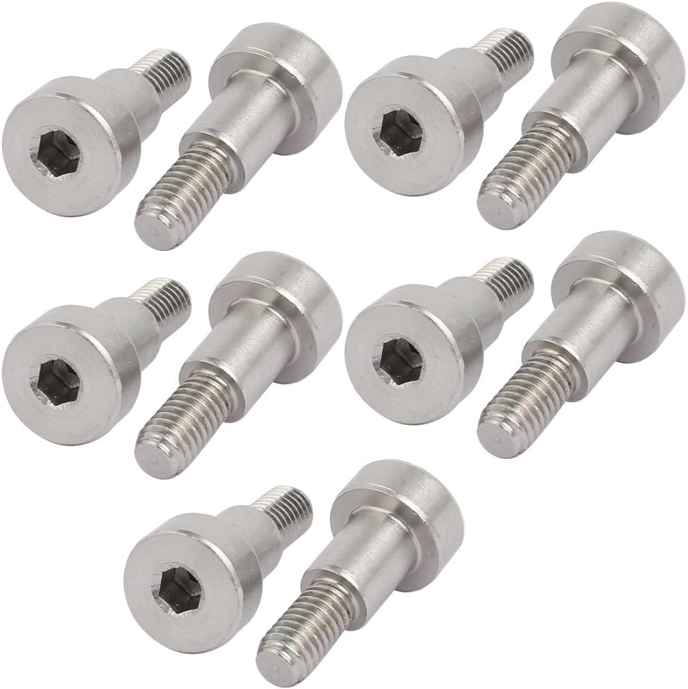 uxcell 10pcs 304 Stainless Steel Hex Socket Shoulder Bolt 8mm Dia 10mm L M6