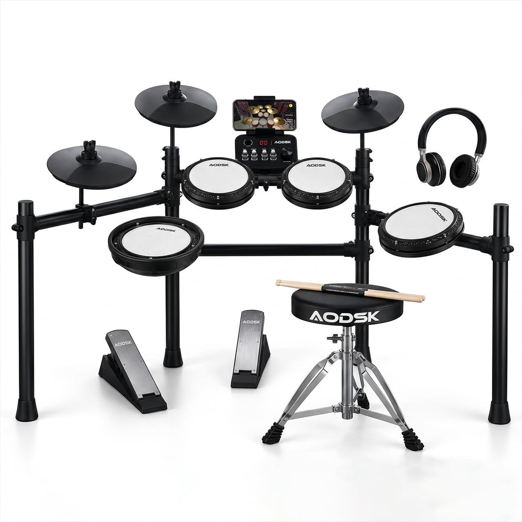 Electronic Drum Set, Professional Mesh Drum Pads, Upgraded Sound Module 260 sounds/30 Kits/20 Songs,Includes