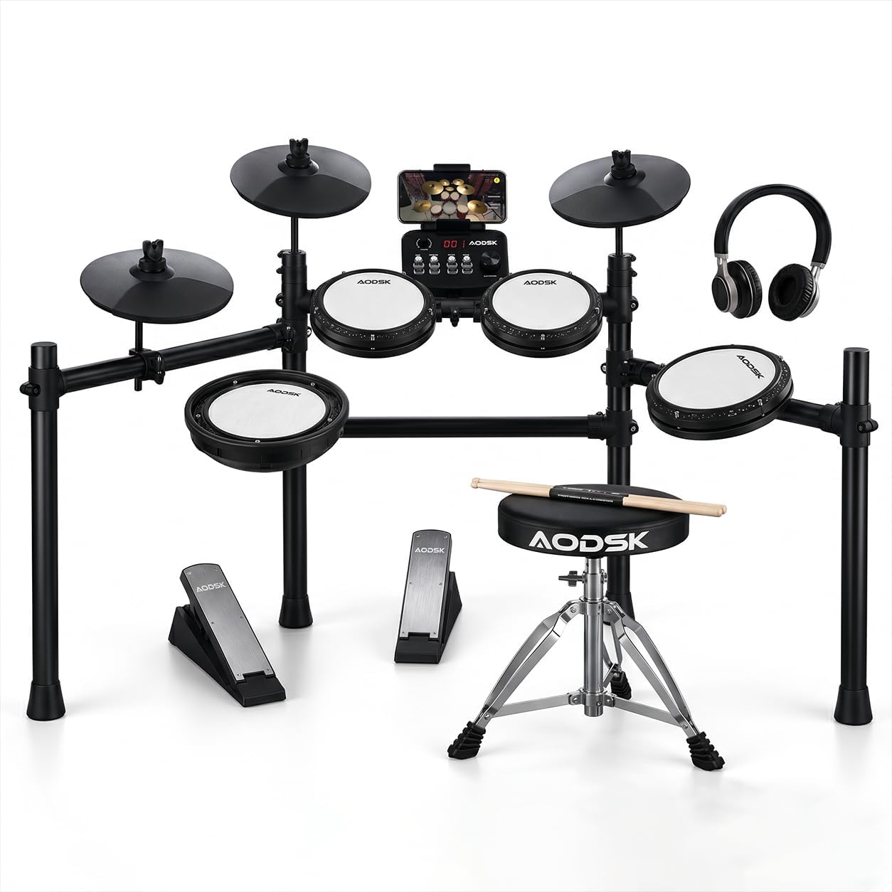 Electronic Drum Set, Professional Mesh Drum Pads, Upgraded Sound Module 260 sounds/30 Kits/20 Songs,Includes