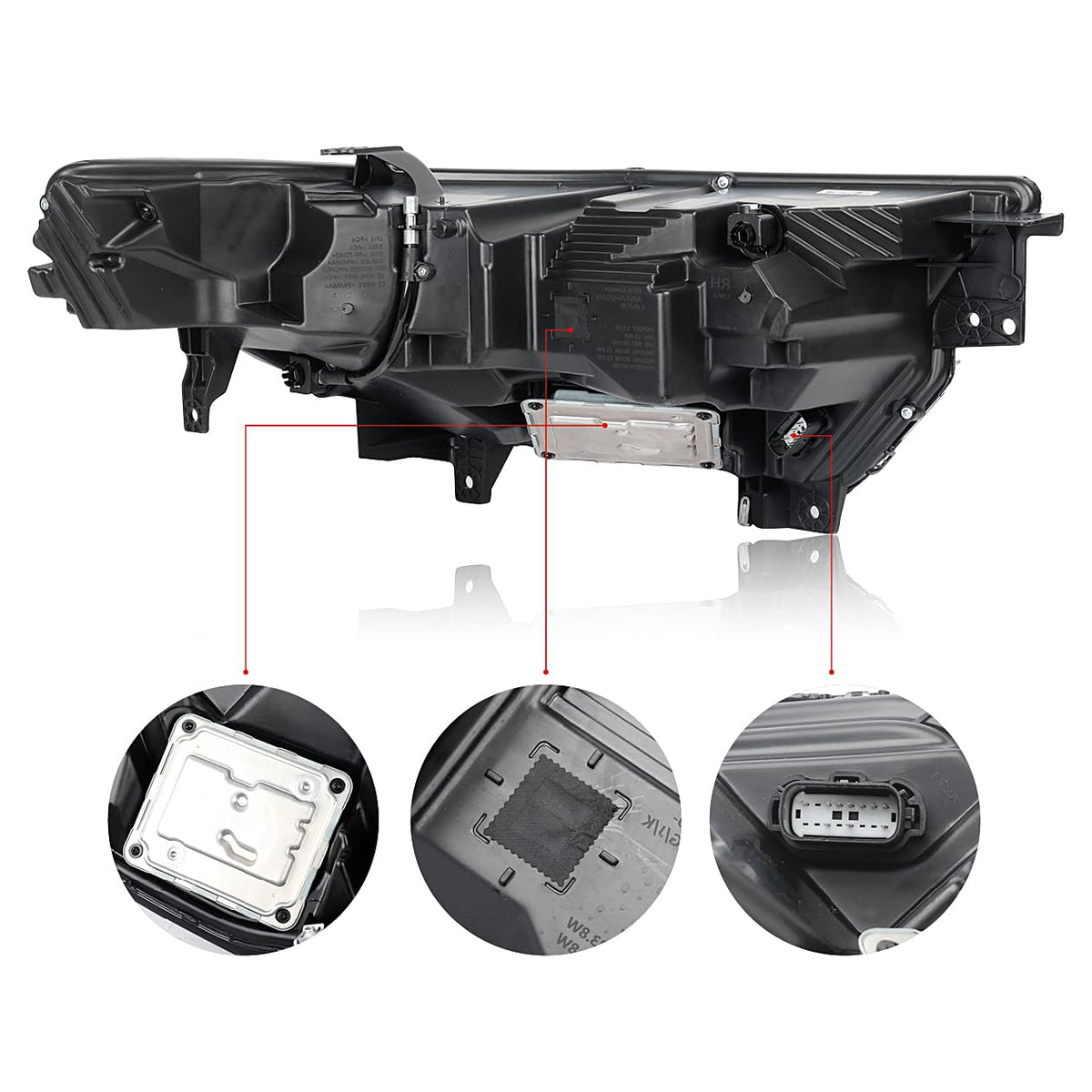 Black LED Headlights LH Compatible with 2020-2024 Ford Explorer