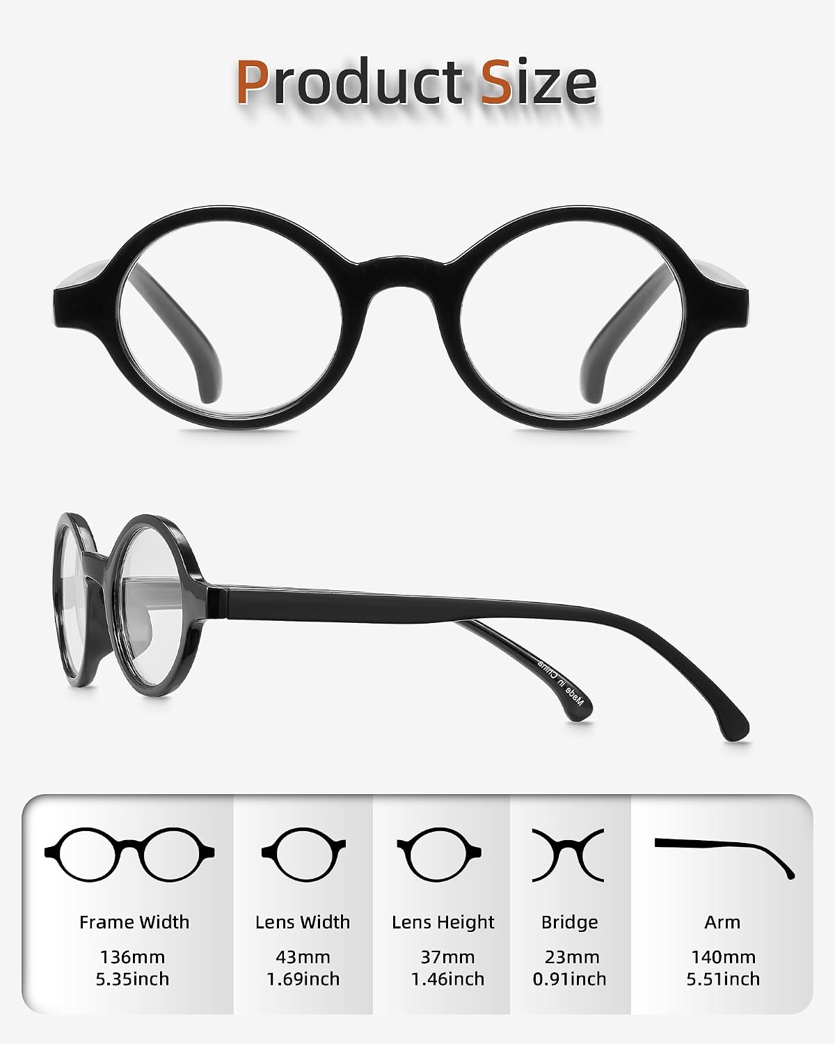 Retro Reading Glasses Men Women Round Readers Eye Glasses Spring Hinge | 4 Pack, Scratch-resistant Lens, Clear