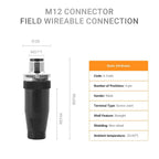 Elecbee 5PCS M12 4 Pin Connector Field Wireable A Code Straight Male Plug Non-Shield 12mm Industrial Circular Connector, Outdoor Waterproof IP67