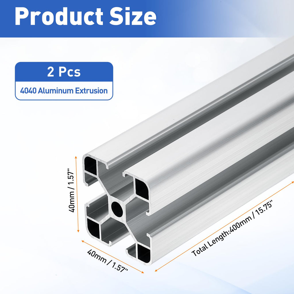 uxcell 2Pcs 400mm 4040 Aluminum Extrusion Profile, Anodized Linear Rail