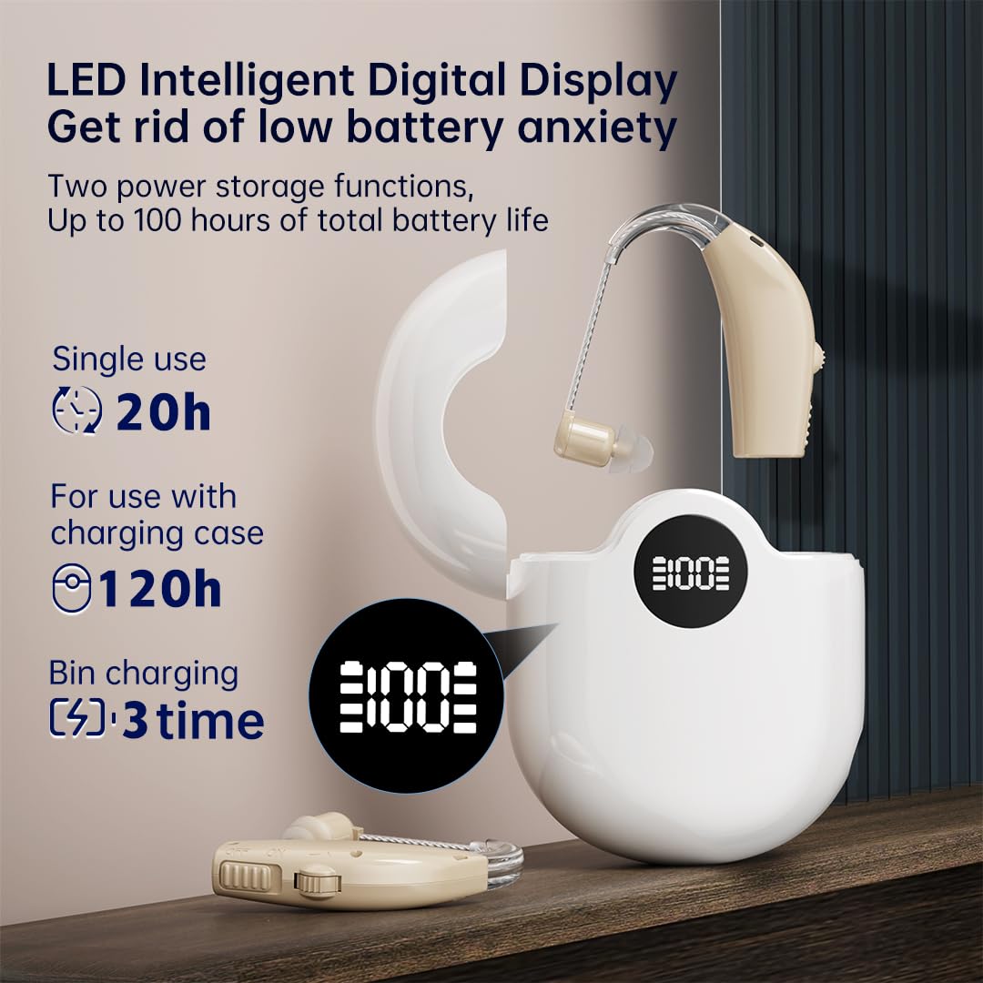 Rechargeable Hearing Aids For Seniors Noise Cancellation Standby 90h