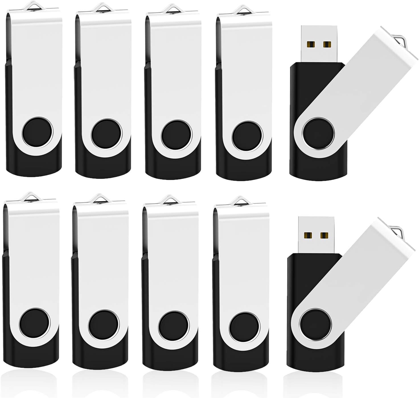 10 Pack 4GB Flash Drive 4gb USB 2.0 Flash Drives USB Drive Jump Drive Bulk Thumb Drive Swivel Memory Stick Black