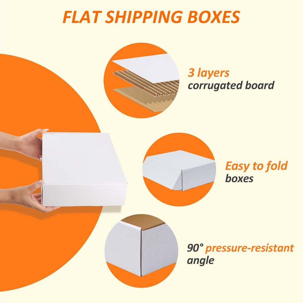 12x9x3 inches Shipping Boxes Set of 6, White Corrugated Cardboard Mailer Box for Packing, Mailing, Small Business
