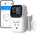 Smart WiFi Temperature Controller Outlet, 15A/1800W, 24H Timer | Bluetooth APP Remote Control, Schedule Timer
