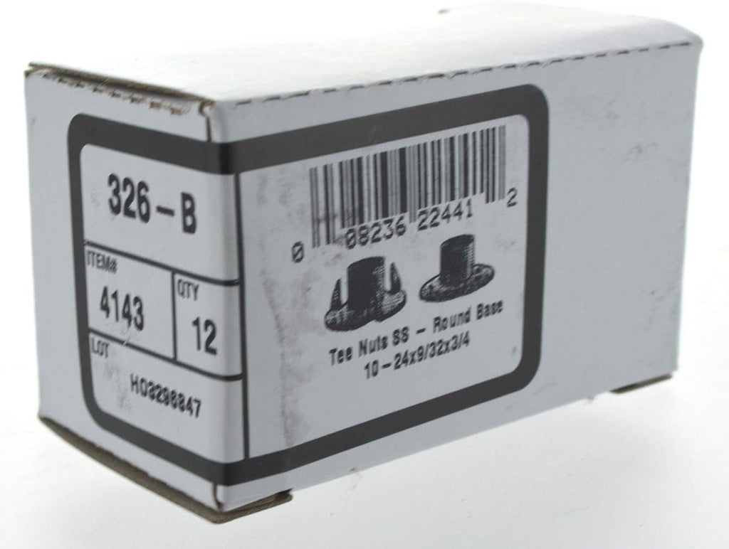 Hillman 4143 Stainless Round Base Tee Nut (#10-24 x 9/32" x 3/4"), Stainless Steel
