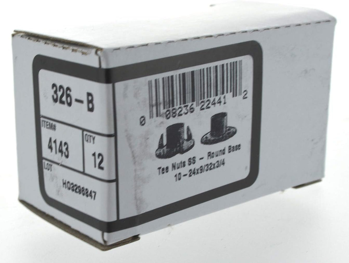 Hillman 4143 Stainless Round Base Tee Nut (#10-24 x 9/32" x 3/4"), Stainless Steel