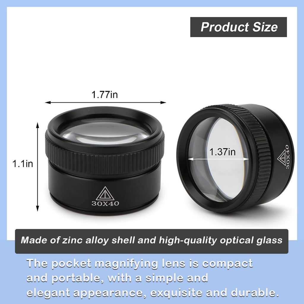 30X Portable Jewelers Loupe Pocket Handheld Magnifier | Sturdy metal, loupe handheld magnifying glass for jeweler