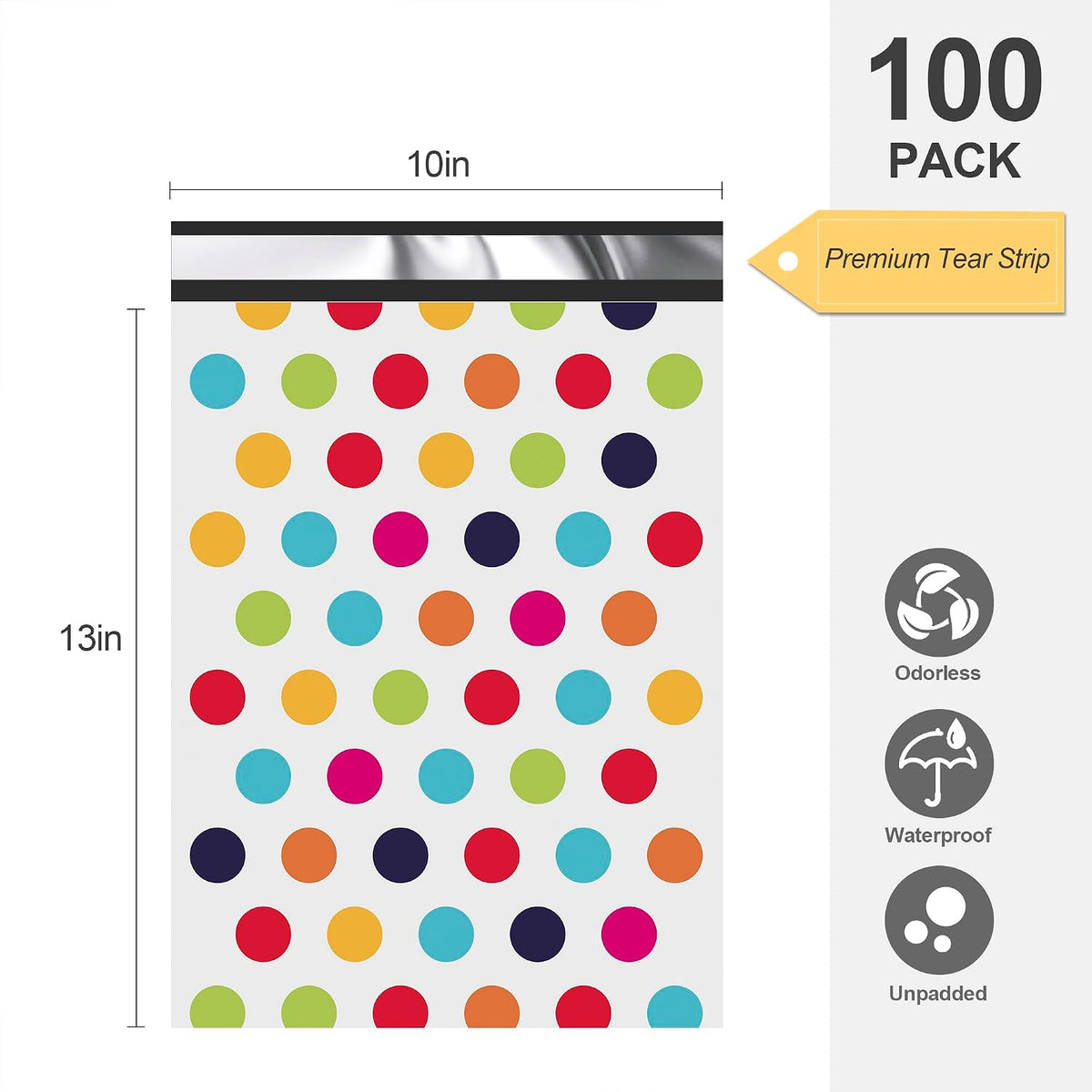 Thank You Poly Mailers 10x13 100 Pack, Polka Dots Design