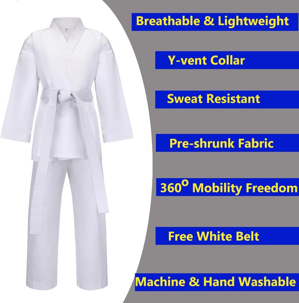 Karate Gi for Kids Students Martial Arts Training Uniform with Belt for Judo and Karate Taekwondo Jiu Jitsu