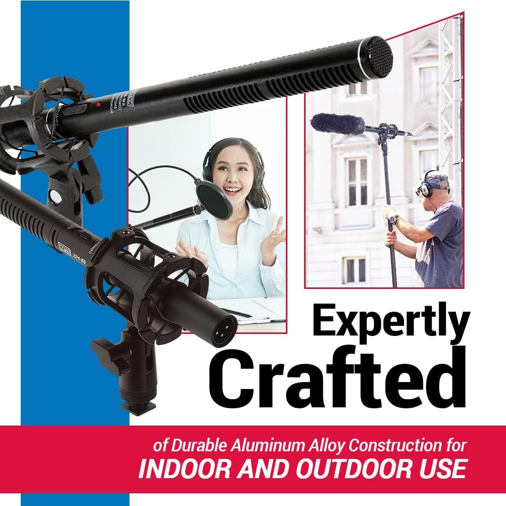 XM-55 13-Piece Professional Video & Broadcast Unidirectional Condenser Shotgun Microphone Kit - Complete Set Includes