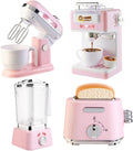 Play Kitchen Accessories, Pretend Play Kitchen Appliances Toy Set with Coffee Maker Machine, Toaster, Mixer, Blender