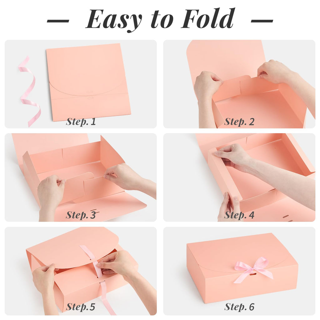 15 Pack 10.6" x 7.8" x 3.1" Pink Gift Boxes with Lids