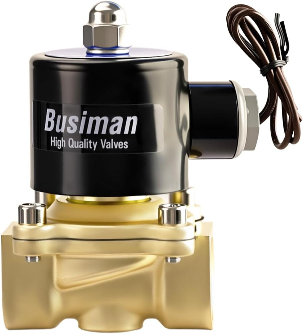 Electric Solenoid Valve 3/4" 24V DC Brass Normally Closed - Compatible with Water, Air, Diesel, Gas - Replaceable VITON Seal - Compact Direct Acting